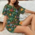 thumbnail image 6 of Bixox Women's Christmas Gift Printed Pajama Set 2 Piece Lounge Set Top and Shorts Soft Pajamas, Shorts with Pockets, 6 of 7