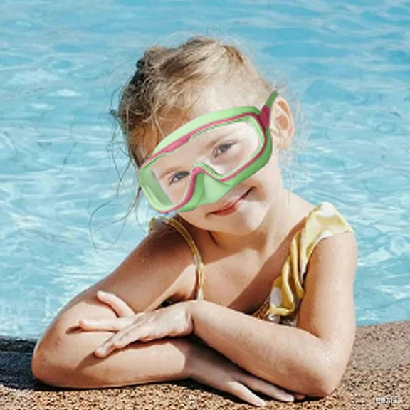 Children's Swim Goggles, Large Frame, Anti-Fog, Comfortable Silicone Seal, Adjustable Straps, Leak-Proof