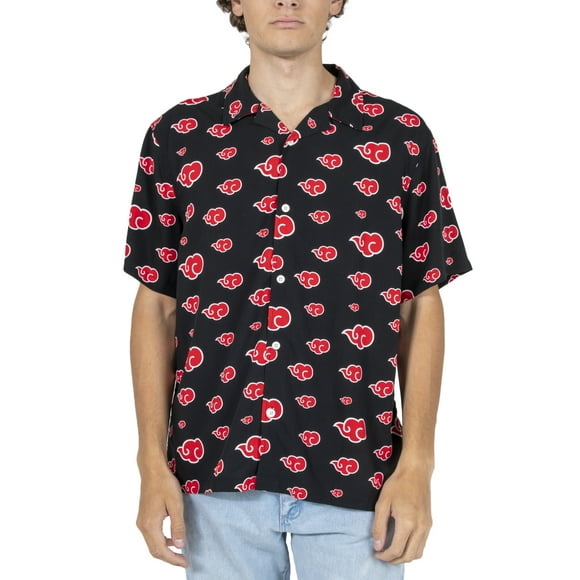 Naruto Akatsuki Cloud Collage Button Short-Sleeve Shirt