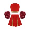 thumbnail image 2 of CHICTRY Tenue de Fête pour Filles Cheer Leader Cos tume Uniforme de Cheerleading pour Enfants Hallo ween avec Pompon Rouge 6, 2 of 7