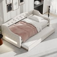 thumbnail image 5 of Harper & Bright Designs Twin XL Size Upholstered Daybed with Trundle and Button Tufted Backrest, Linen Sofa Bed with LED Belt, Beige, 5 of 13