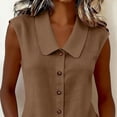 thumbnail image 5 of RQYYD Womens Collared Sleeveless Button Down Blouse Casual Loose Fit Tunic Top for Summer Daily Wear, 5 of 7