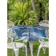 thumbnail image 3 of Outdoor Tablecloth with Umbrella Hole for Patio/Picnic/Party/Camping, Navy Blue Palm Tree Waterproof Table Cloth Round Cover Washable, Coastal Tropical Trees Vintage Summer (Dia 54"), 3 of 9