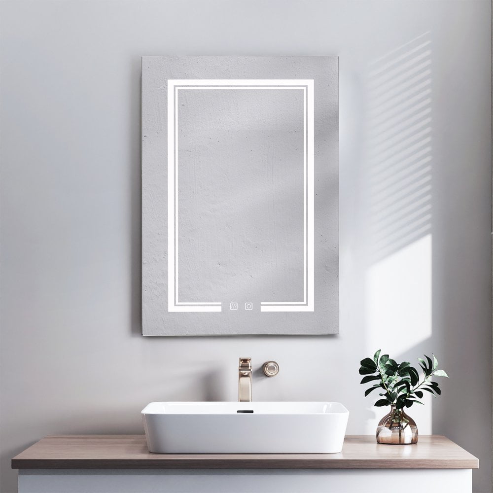 GZXS 28*20in Bathroom WallMounted Mirrored with LED Lights, 3Color Lighting