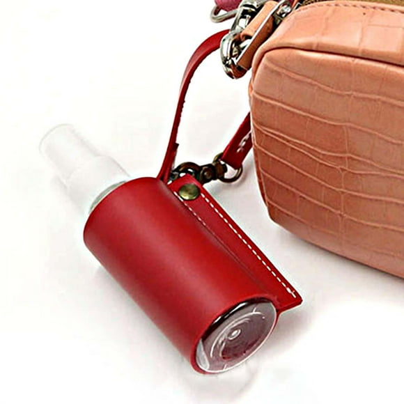 Mini botella vacía con funda de cuero de PU con portabotellas de contenedores de mosquetón Rojo Colcomx Botella vacía