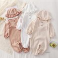 thumbnail image 2 of Baby Clothes Newborn Jumpsuit Girls Boys Muslin Spring Autumn Cotton Long Sleeve Infants Romper 0-24M (White,66 for 0-3M), 2 of 7