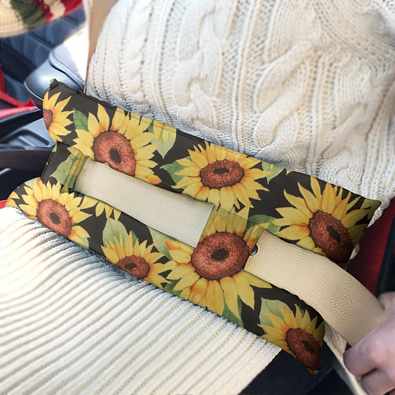 Country Sunflower Farm Theme Seatbelt Pillow Post-Surgery Comfort for Mastectomy & Heart Surgery Soft Floral Pressure Relief Pad