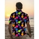 thumbnail image 4 of Camisa de hombre con estampado tropical de piña, camisa hawaiana de verano, informal, para vacaciones, verano, primavera, camisa de manga corta con cuello vuelto, tela elástica, 4 of 5