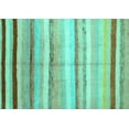 thumbnail image 1 of Ahgly Company Machine Washable Indoor Rectangle Southwestern Turquoise Blue Country Area Rugs, 2' x 4', 1 of 4