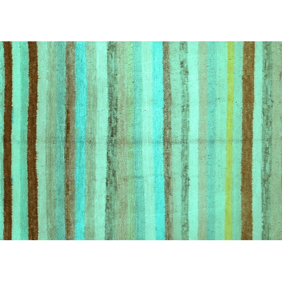 Ahgly Company Machine Washable Indoor Rectangle Southwestern Turquoise Blue Country Area Rugs, 2' x 4'