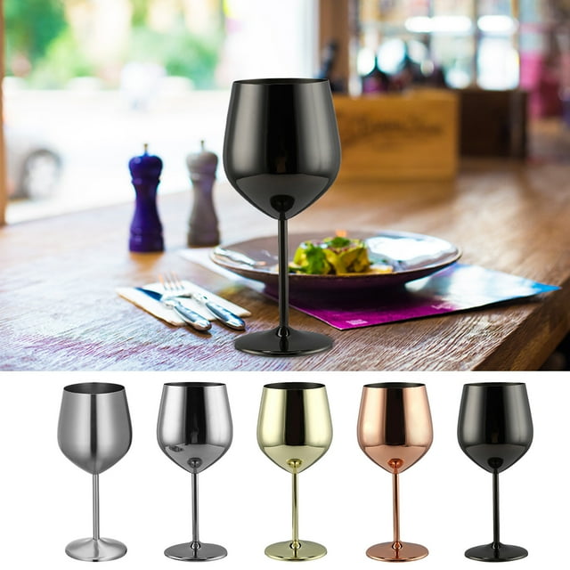 Fiudx Copa de Vino Tinto de Acero Inoxidable, Elegante Copa de Metal, Material Premium 304, Irrompible y Ligera, Base Ancha para Mayor Estabilidad, Ideal para Fiestas Al Aire Libre, Bodas, Gran Capac