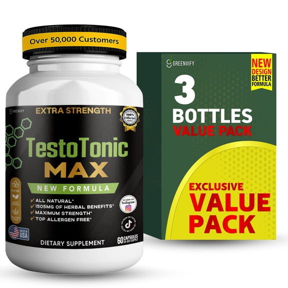 GreenVify TestoTonic Max Men’s Vitality Support Supplement – Supports Energy, Strength & Daily Performance