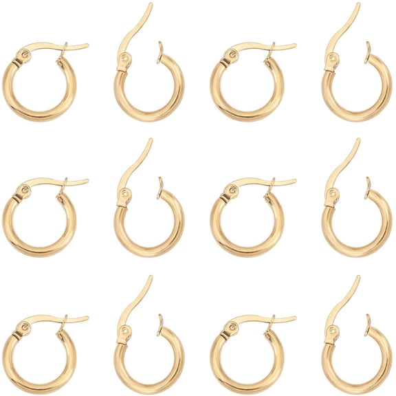 40pcs Golden Small Hoop Earrings 14mm Hypoallergenic Stainless Steel Ring Earring 1x0.7mm Pin Small Hoop Earrings Set Earwires Components for Women Men diy Golden