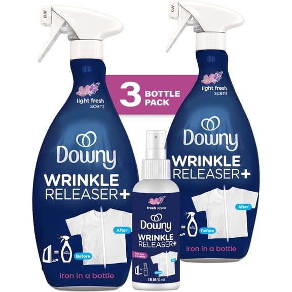 Downy Wrinkle Releaser Fabric Refresher Spray, Odor Eliminator, Ironing Aid and Anti Static Spray, Light Fresh Scent, 16.9 Fl Oz (Pack of 2) Travel Size Spray