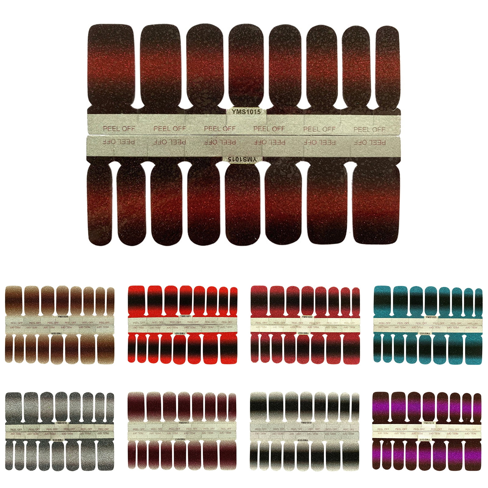 Jiaroswwei Women SelfAdhesive Gradient Glitter Full Wraps Nail Polish Sticker Art Decals