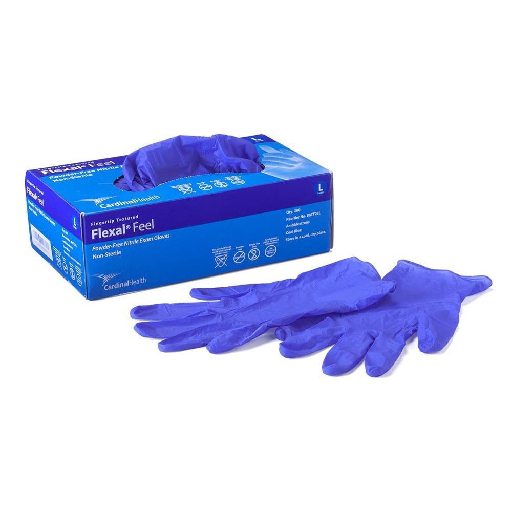 Cardinal Health Flexal Feel Nitrile Exam Gloves Large, Pack of 300