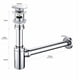thumbnail image 4 of Desagüe de fregadero cromado + sifón Desagüe de desbordamiento automático de gran superficie y tubo de sifón de acero inoxidable Juego de desagüe de fregadero con apertura por empuje Accesorio de baño, 4 of 5