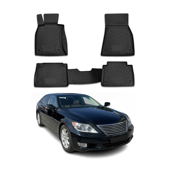 OMAC Floor Mats Liner for Lexus LS460 L AWD 2013-2017 Black TPE All-Weather