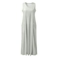 thumbnail image 3 of WILLBEST Vestido Corto De Verano Para Mujer, Color Liso, Sin Mangas, Cuello En V, Elegante, Holgado, Informal, Largo, Con Bolsillos, Cómodo Y Elegante Para Uso Diario., 3 of 3
