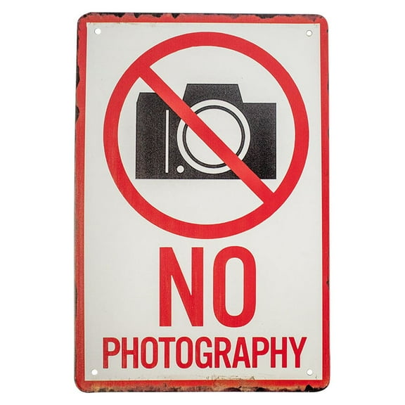 Warning No Photography Metal 8x12 Sign Indoor Outdoor Business Notice Theater Wall Stage Door Decor