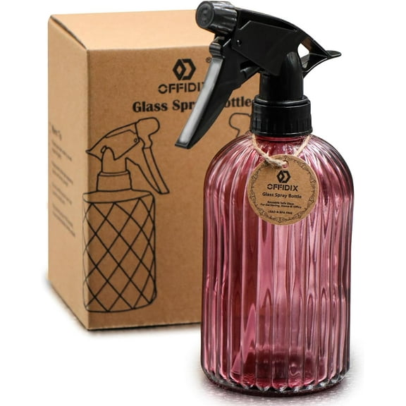 Glass Spray Bottle, Pressure Watering Can, Indoor Plant Mister, Adjustable Nozzle, 0.4L/13.5oz Handheld Spray Bottle for Garden Plants Cleaning Solutions (Amaranth)
