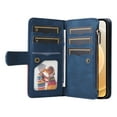 thumbnail image 2 of Multifunctional Case for iPhone 11,[RFID Blocking] 9 Credit Cards Holder with Wrist Strap, Premium PU Leather Zipper Wallet Purse Magnetic Flip Phone Cover For iPhone 11, Blue, 2 of 12