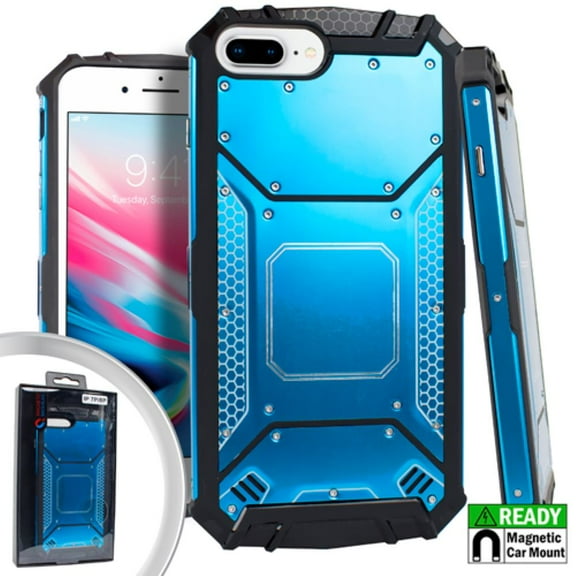 GSA Screw Metal Jacket Hybrid Case for iPhone 8 Plus/7 Plus/6 Plus - Blue