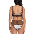 thumbnail image 3 of Kdxio Coffee Cafe Cup Print Women's 2 Piece High Waisted Wrap Spaghetti Strap Summer Swimsuit Bikini Set-, 3 of 7