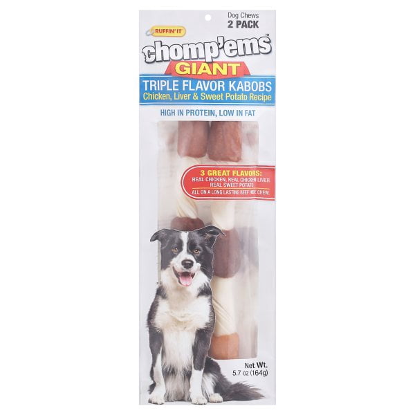 Chomp 'ems Five Flavor Kabobs Dog Treats - Beefhide Chewstick - High ...