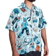 thumbnail image 2 of Ice Hockey Men's Casual Poplin Printed Button Down Short Sleeve Summer Beach Shirts - Unisex, 2 of 6