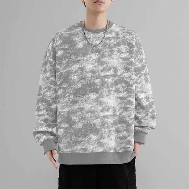 pstuiky camisas de manga larga para hombre, Camiseta de manga larga con botones y estampado vintage para hombre, sin capucha camisetas de hombre xxl