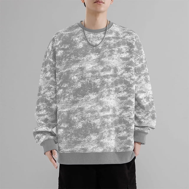 pstuiky mangas largas para hombre, Camiseta de manga larga con botones y estampado vintage para hombre, sin capucha tops de invierno para hombre m