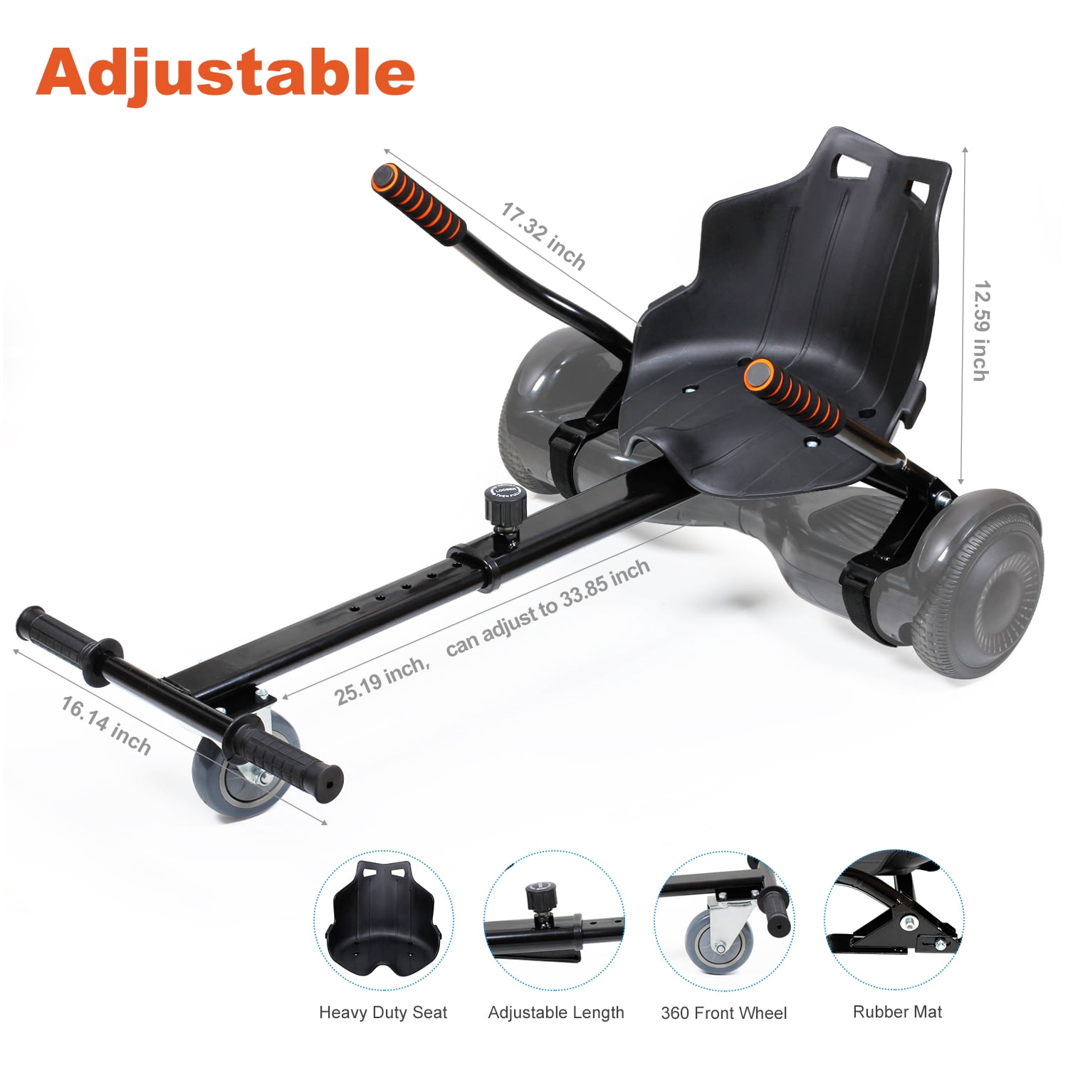 Hovsco Go-kart Conversion Kit Adjustable Hoverboard Go Cart