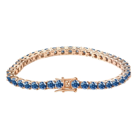 Blue Moissanite Tennis Bracelet for Women 18K Plated Gold Diamond Bracelet for Bride Women's Tennis Bracelet 5MM Tennis Bracelet Moissanite Diamond Bracelet for Wedding