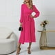 thumbnail image 3 of Vestido midi elegante de manga larga para mujer, con cinturón, para fiesta, boda, invitados, oficina, 3 of 5