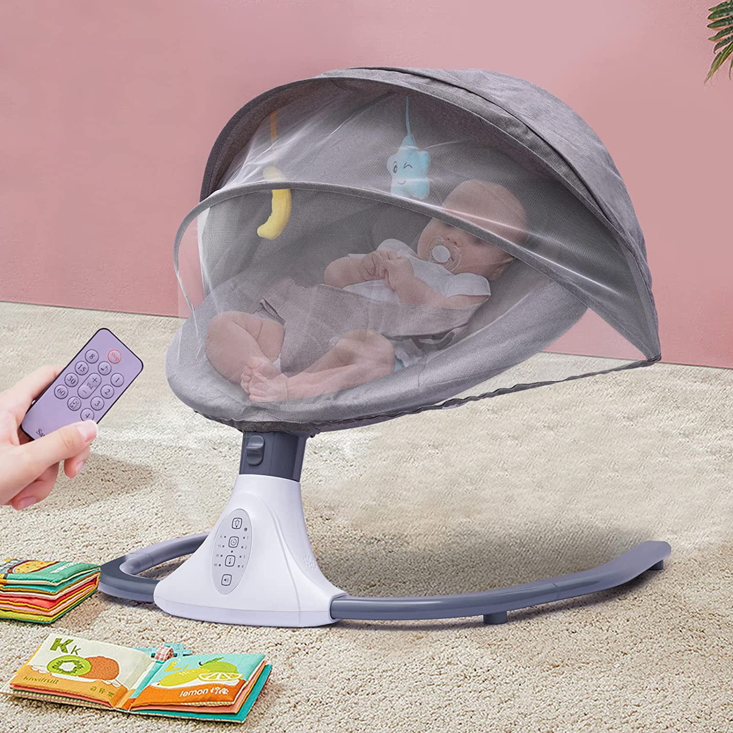 Bluetooth Music Baby Swing Child Infant Electric Swings Chair Bed Gray