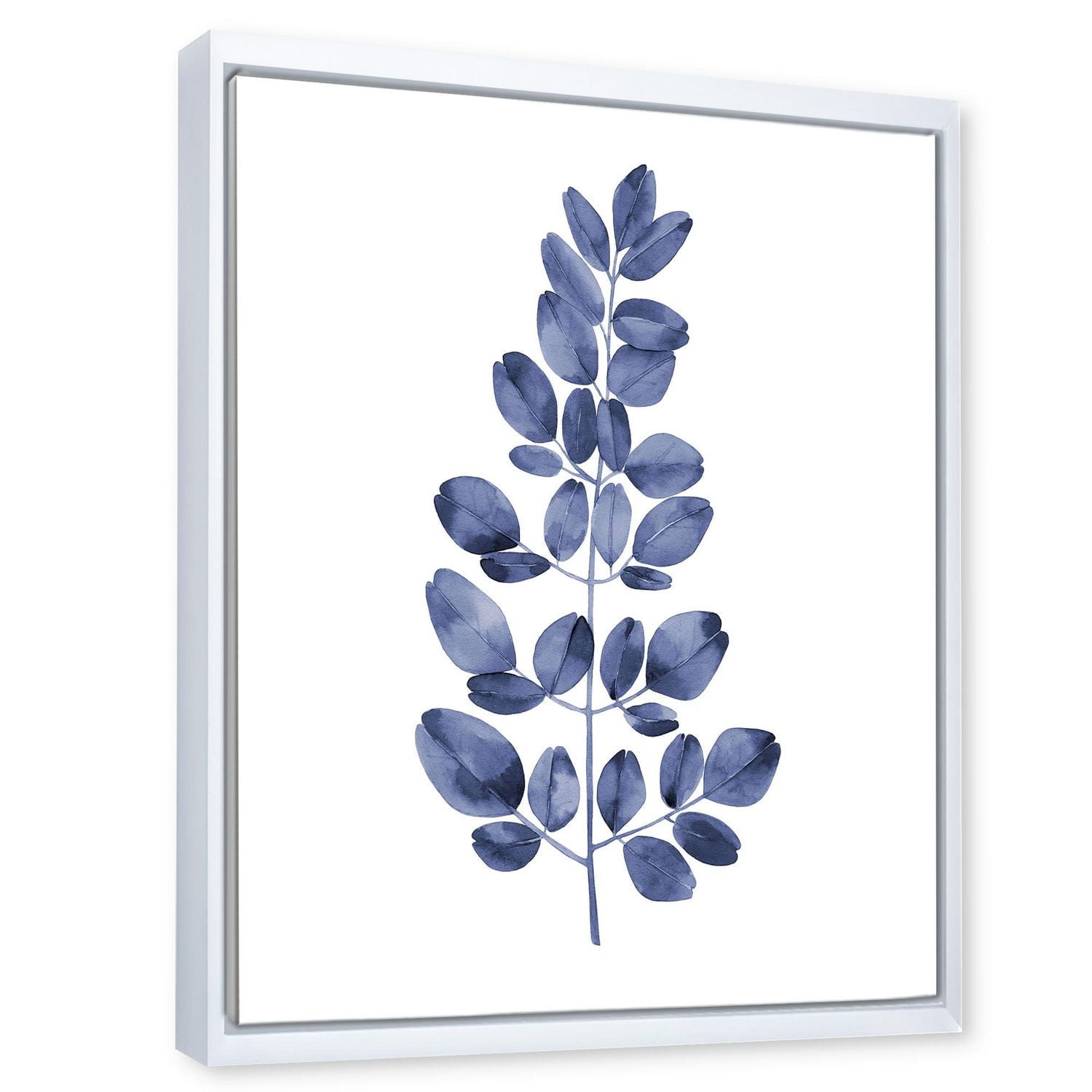 Designart Navy Blue Eucalyptus II FLOAT FRAME WALL ART