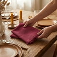 thumbnail image 2 of Burgundy Cotton Linen Napkin Set of 6 18x18 inch Dinner Napkins - Washable Soft Premium Hotel Quality Reusable Napkins Perfect Table Napkins for Family Dinners, Weddings & Everyday Use, 2 of 5