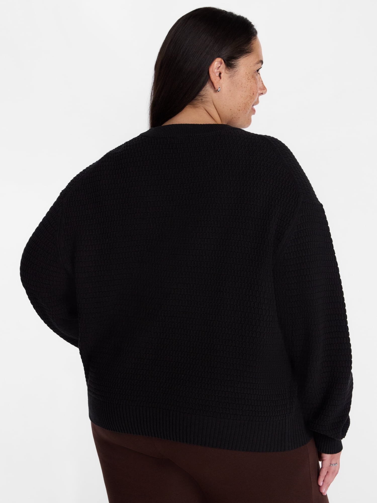 Terra & Sky Women's Plus Long Sleeve Knitted Pullover Sweater, Sizes 0X-5X
