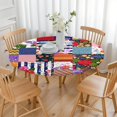 thumbnail image 3 of Pioneer Flower Floral Print Pattern Round Fitted Tablecloth with Elastic Edge,Dining Table Cover Waterproof,Outdoor Round Tablecloth for Camping,Dining,Indoor and Outdoor, 3 of 7