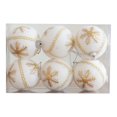 thumbnail image 1 of ¡Liquidación Tainini! Paquete de 6 bolas navideñas de 6 cm para árbol de Navidad, decoradas con purpurina, de plástico, grandes, blancas., 1 of 3
