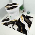 thumbnail image 2 of Black and Gold Marble Layered Waves Pattern Bathroom Rugs Sets 3 Piece,Toilet Cover Set,Absorbent Non Slip Bathroom Mats Sets with U-Shaped Contour Rug Toilet Rug Set, 2 of 5