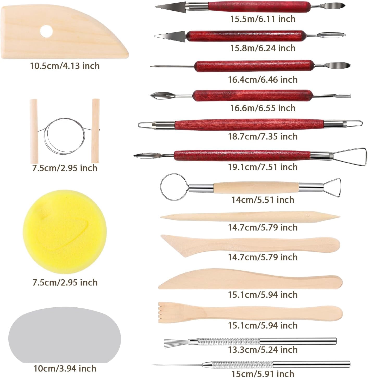 SHENOMAD 17PCS Clay Sculpting Tools with Wire Pottery Modeling Ceramics Polymer Set for Air Dry Carving Molding Crafting Beginners