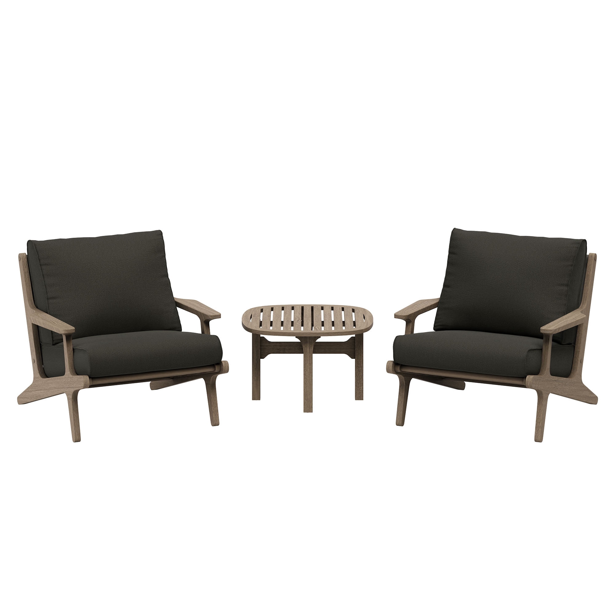 Modway Saratoga 3-PC Patio Teak Wood Furniture Set with Lounge Chairs/Side Table