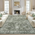 thumbnail image 1 of Twister.CK Vintage Floral Distressed Area Rug, 8' x 10' Washable Rugs Stain Resistant Indoor Carpet with Non-Slip Backing for Bedroom Living Room Dining Room, Green, 1 of 9