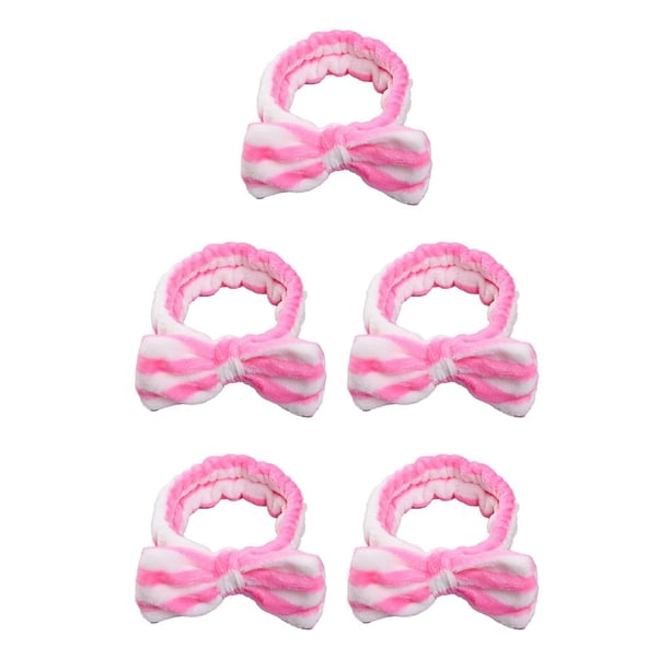 Qarigey Diademas Lazo Nudo Elástico Franela Raya Anudada Envoltura Estilo Accesorios para el cabello Diadema para de cara Rosa raya roja Type2 NO2
