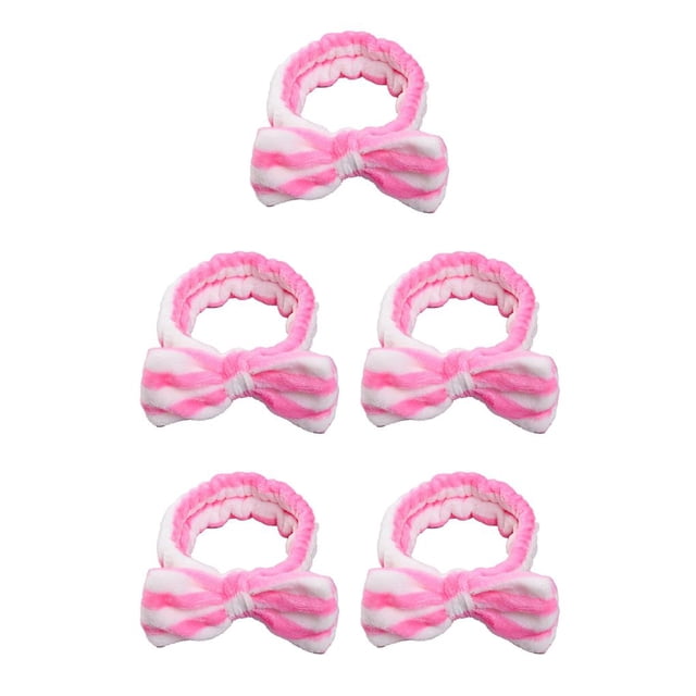 Qarigey Diademas Lazo Nudo Elástico Franela Raya Anudada Envoltura Estilo Accesorios para el cabello Diadema para de cara Rosa raya roja Type2 NO2