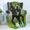 thumbnail image 4 of 70s Party Soft Flannel Fleece Throw Blanket, Silhouette Illustration of Couple Dancing in Disco Love, Cozy Plush for Indoor and Outdoor Use, 60" x 80", Pale Green Dark Green, by Ambesonne, 4 of 5