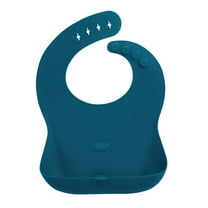 Abiie Ruby Wrapp Silicone Bibs for Babies with Front Pocket - Waterproof Bib - Stain Resistant - Silicone Toddler Bibs (Space Blue)