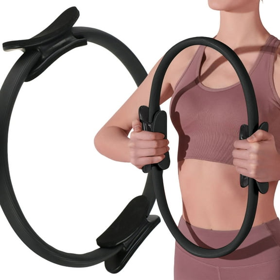 Pilates Ring 15" Silicone Magic Fitness Yoga Circle with Handles for Inner Thigh Workout Physical Therapy